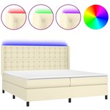  Krevet box spring s madracem LED krem 200x200cm od umjetne kože | shoptok.hr