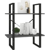 Ormarić za knjige s 2 razine sivi 60x30x70 cm masivna borovina | shoptok.hr