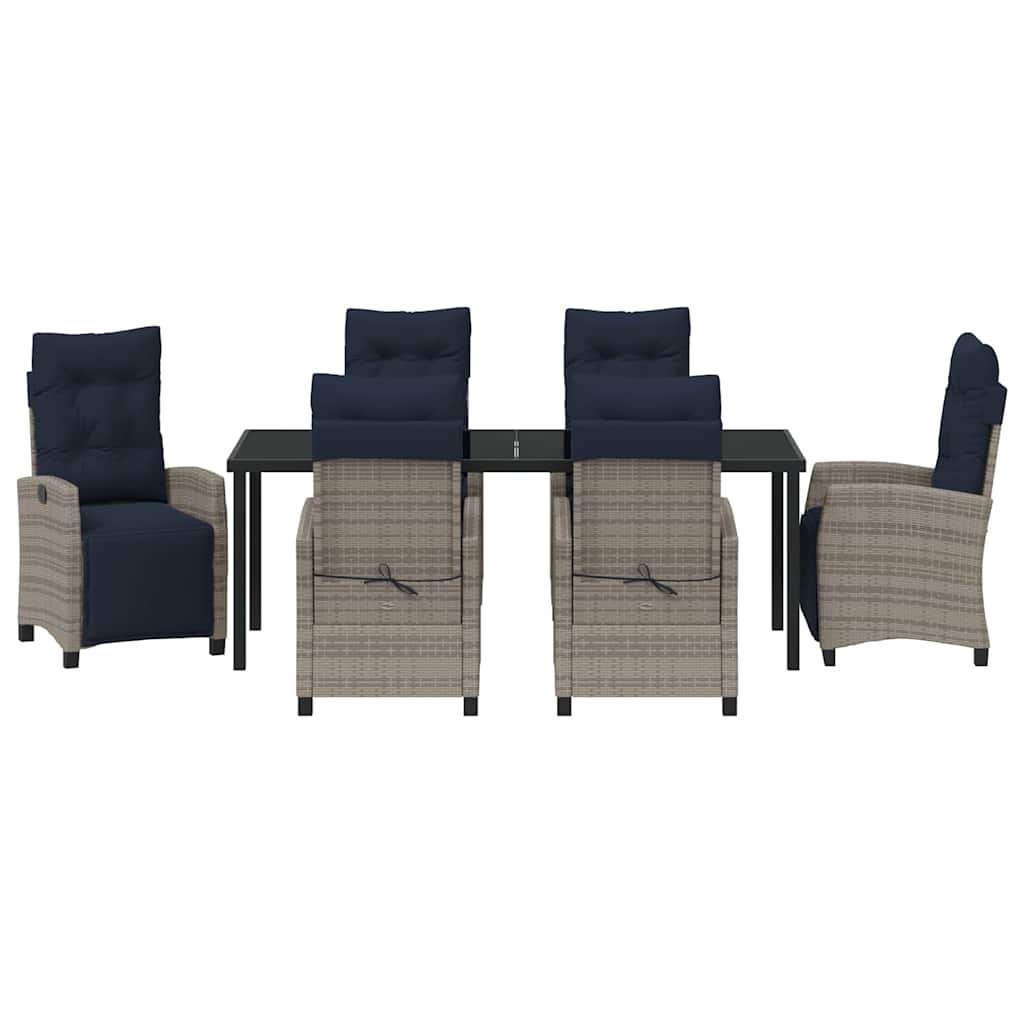  Vrtni set za objed s jastukom 7 pcs Siva poliratan | shoptok.hr