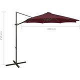  Konzolni suncobran sa stupom i LED svjetlima 300 cm bordo | shoptok.hr