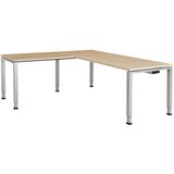 mauser Pisalna miza, kotna, spodnji del iz kvadratne/okrogle cevi, VxŠxG 650 - 850 x 1800 x 800 mm, kotni element na levi strani (širina 1000 mm), plo | Shoptok.si