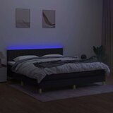  Krevet box spring s madracem LED crni 160x200 cm od tkanine | shoptok.hr