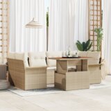 vidaXL set od 7 komada vrtnog kauča s jastučićima bež poli ratan | shoptok.hr