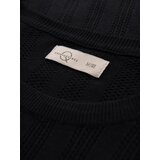 Ombre Men's openwork sweater with round neckline and short sleeves - black | shoptok.hr