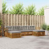  Setovi sofa 6 pcs Prirodna i svijetlo siva Čvrsto drvo akacije | shoptok.hr