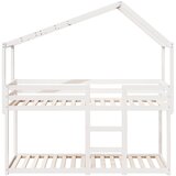  Krevet na kat s krovom bijeli 75x190 cm puno drvo bor | shoptok.hr