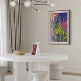  Plakat - Colorful Tiger - intense colors of a tiger surrounded by tropical plants 40x60 Zlatni okvir s margom | shoptok.hr