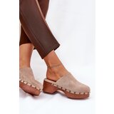 Boto Clogs Women's Slippers With Studs Eco Suede Beige Ellason | Shoptok.si