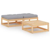 The Living Store Vrtna sedežna garnitura 3-delna z blazinami trdna borovina - Vrtna Sedežna Garnitura, (21474850) | Shoptok.si