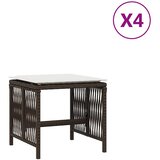  Vrtni taburei s jastucima 4 kom smeđi 41x41x36 cm od poliratana | Eponuda.ba