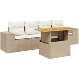  5-dijelni vrtni set sofa s jastucima bež od poliratana | shoptok.hr