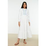 Trendyol White Ruffle Detailed Embroidered Woven Dress Cene