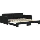 vidaXL Izvlečna dnevna postelja črna 100x200 cm žamet | Shoptok.si