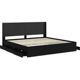  Krevetna konstrukcija s pohranom i uzglavljem Crna 200 x 200 cm | shoptok.hr