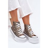Boto Womens High Top Sneakers On Massive Platform With Clips Leopard Gold Olivana | shoptok.hr