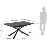 Kave Home Raztegljiva jedilna miza z dodatno ploščo s keramično ploščo 90x160 cm Theone – | Shoptok.si