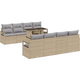  9-dijelni vrtni sofa set s jastučićima Bež poli ratan 2-sjedala vrtni sofa s jastučićima Bež poli ratan | shoptok.hr