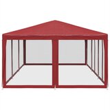 Šator za zabave s 10 mrežastih bočnih zidova crveni 6x4 m HDPE | shoptok.hr