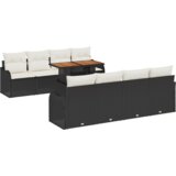 vidaXL 9-komadni vrtni set sofe s jastučićima crni poli ratan, sofa za dvoje s prostorom za pohranu i jastučićima crni poli ratan | shoptok.hr