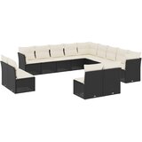  13-dijelni set vrtnih sofa s jastucima poliratan crni | shoptok.hr