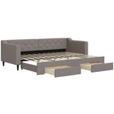 vidaXL Izvlečna dnevna postelja s predali taupe 80x200 cm blago, (20929891) | Shoptok.si
