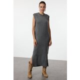 Trendyol Anthracite Maxi Knitwear Soft Texture Slit Detailed Vest Dress | shoptok.hr