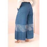 Kesi Włoski Plus Size women's trousers with wide legs and ethnic embroidery denim | Shoptok.si