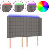  LED posteljno vzglavje temno sivo 147x16x118/128 cm blago, (20737609) | Shoptok.si