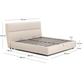 Kave Home Bež oblazinjena zakonska postelja iz šenilje s prostorom za shranjevanje z letvenim dnom 180x200 cm Dafra – | Shoptok.si