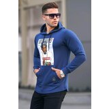 Madmext Navy Blue Printed Hooded Sweatshirt 2780 Cene