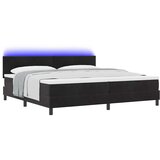  LED Box Spring Krevet s madracem Crna 200 x 200 cm Baršun | Eponuda.ba