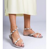 Gemre Silver women's sandals adorned with pearls Sarino | Shoptok.si