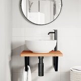  Zidna polica za umivaonik od čelika i masivne bukovine Smeđa 80 x 55 x 2.5 cm | Shoptok.si