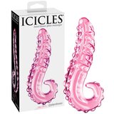 Icicles No. 24 - stekleni dildo z rebrastim jezikom (roza) | Shoptok.si