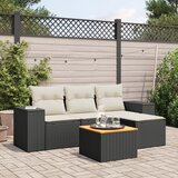 Maison Chic Seti vrtnega pohištva - Vrtna garnitura - Vrtni pohištvo set 5-delna z blazinami črn poli ratan, (21818020) | Shoptok.si