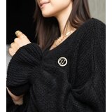  Black long oversized sweater with ruched sleeves Najeta | Shoptok.si