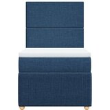 vidaXL Box spring postelja z vzmetnico modra 90x190 cm blago, (21291603) | Shoptok.si