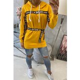 Kesi Dress decorated with tape with inscriptions mustard | Shoptok.si