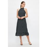Trendyol multicolor belted polka dot dress Cene