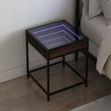 vidaXL Nočna mizica z neskončnimi LED rjavi hrast 40x40x51 cm Cene