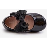 EVENTO PE1 Black Glossy Children's Ballerina Flats With Velcro Strap And Bow Olessa | Eponuda.ba