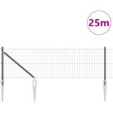 vidaXL Evropska ograja s 13 špicastimi stožci 0.8x25 m cinkano jeklo sivo | Shoptok.si