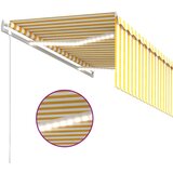 vidaXL Avtomatska tenda s senčilom LED + senzor 3,5x2,5 m rumena/bela | Shoptok.si