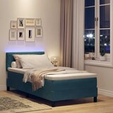  LED Box Spring Krevet s madracem Tamno plava 90 x 200 cm Baršun | Eponuda.com