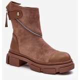 Kesi Fashionable women's suede ankle boots, dark beige, Kandell | shoptok.hr