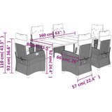  Vrtna jedilna garnitura 7-delna z blazinami siv poli ratan, (21057161) | Shoptok.si