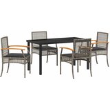  Vrtni set za objed s jastukom 5 pcs Siva i crna Ratan | shoptok.hr