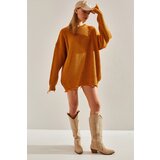 Bianco Lucci Women's Thessaloniki Knit Openwork Detail Oversize Knitwear Sweater | shoptok.hr