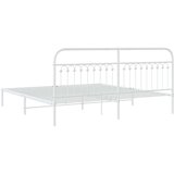 Metalni okvir za krevet s uzglavljem bijeli 193x203 cm | shoptok.hr