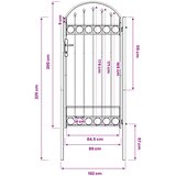  Ogradna vrata ASSEN 100 x 195 cm Čelik s prahom premazan Siva | shoptok.hr